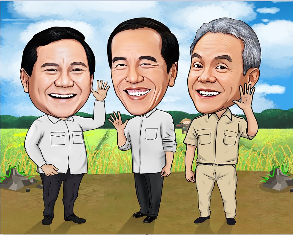 Jokowi, Prabowo, Ganjar Selfie Bareng di Panen Raya Jateng