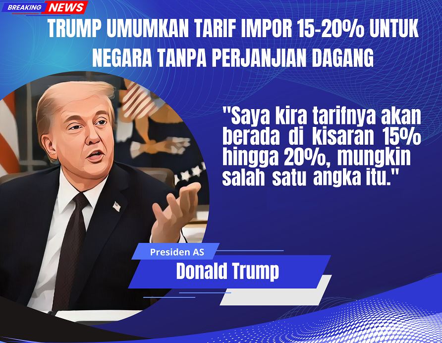 Trump Umumkan Tarif Impor 15-20% untuk Negara Tanpa Perjanjian Dagang